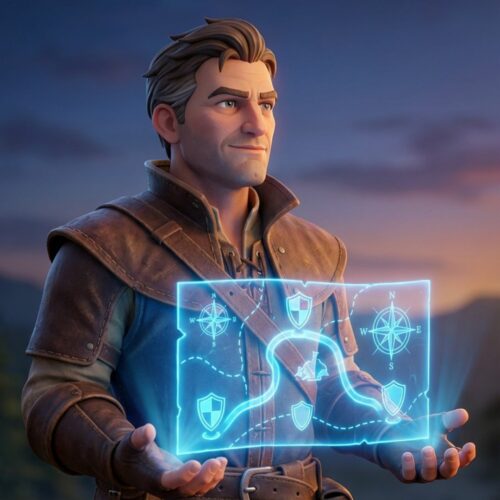 Personnage tenant une carte